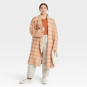 Women’s Houndstooth Open-Front Cardigan